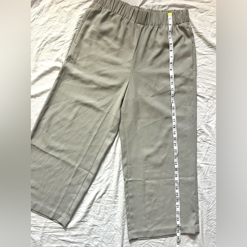 H&M Womens Beige Wide-Leg Pull-On Elastic Waistland Pants Size 2 - Picture 7 of 11